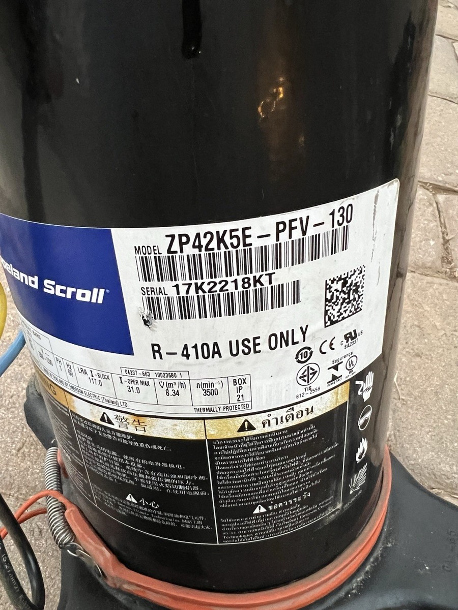 COPELAND SCROLL COMPRESSOR model ZP42K5E - PFV - 130 year 2017