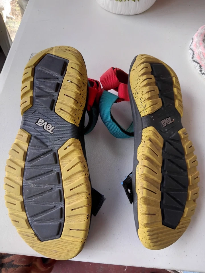 Multi Colored Teva Sandals Mens Size 8 Women's 9  Red Green Blue Yellow - Image 2 of 4