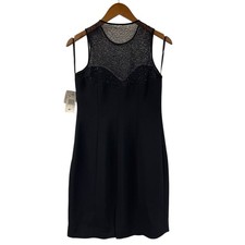 Jones New York Little Black Dress 8P Beaded Sheath Sleeveless Deadstock Cocktail