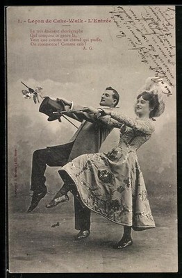Lecon de Cake Walk, L'Entrée, Postcard 1904 