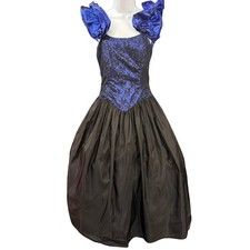 80s Vintage Unbranded Prom Dress Glam Metallic Gothic Romance Maximalist