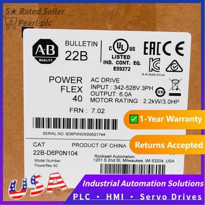 New  AB 22B-D6P0N104 Powerflex 40 AC Drive 3.0Hp 2.2kW 22BD6P0N104 US Free Tax