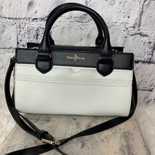 Cole Haan Black White Colorblock Leather Mini Satchel Top Handle Crossbody