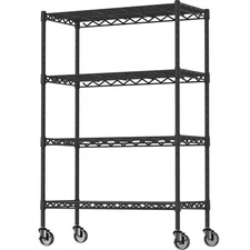 4-Shelf Adjustable Heavy Duty Storage Shelving Unit on 4 Wheel Casters Metal
