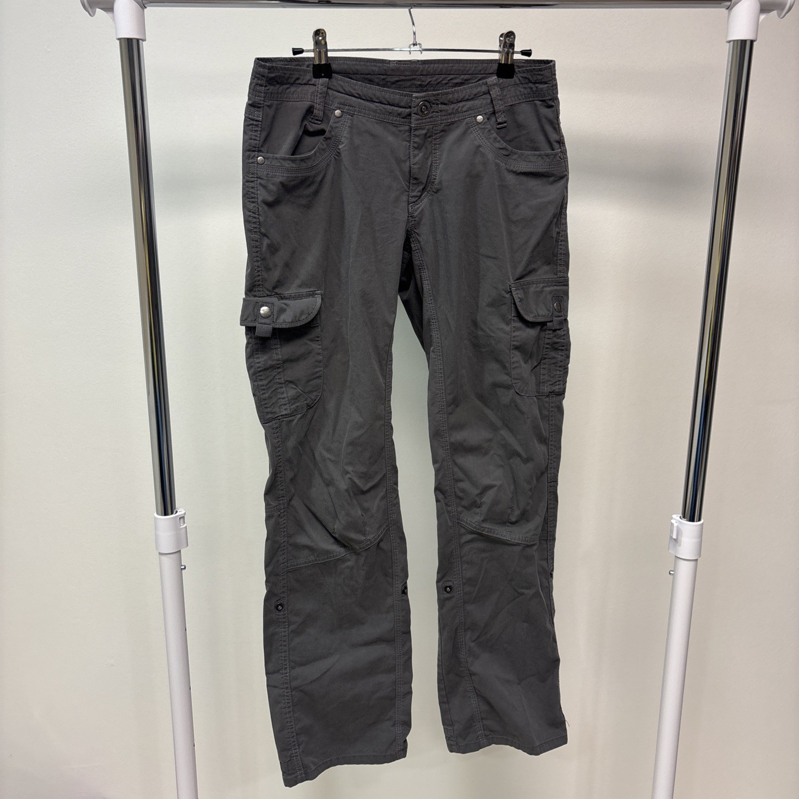Kuhl Womens Freeflex Roll Up Stretch Cargo Hiking Pants Gray Size 6 Regular