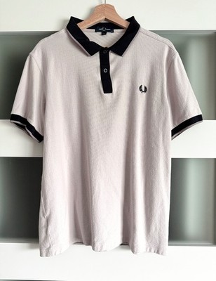 Fred Perry Toweling Polo Shirt. Mens XL. Lavender / Black. Punk. Ska. Oi.