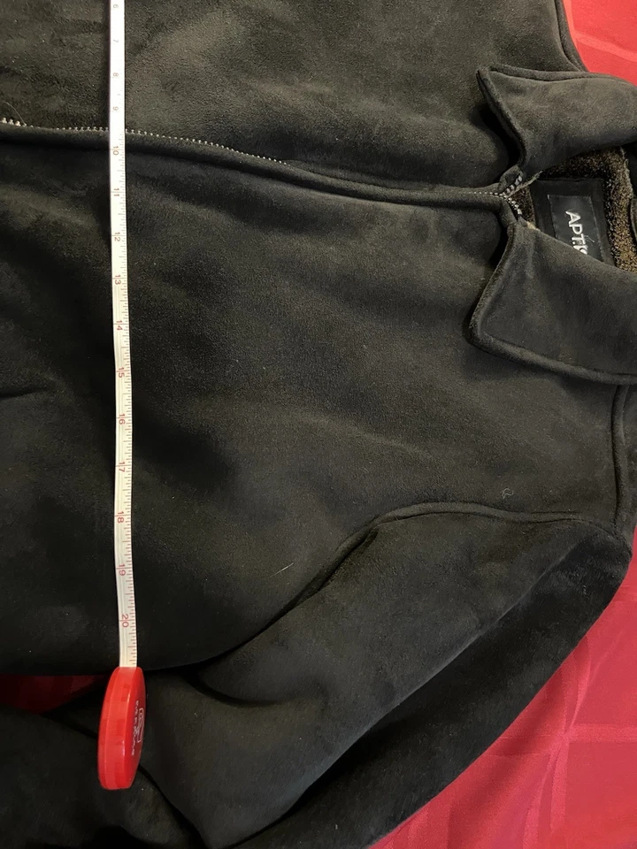 男式 Apt 9 人造麂皮绒人造毛皮衬里外套 L 码黑色拉链长袖 — 第 4/4 张图片