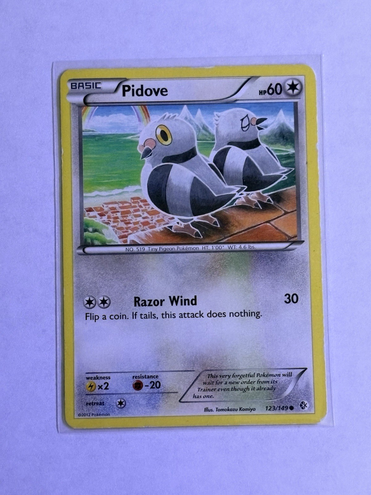 Pokemon Pidove Card MP BW Boundaries Crossed 123/149 Tomokazu Komiya