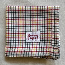 Vintage Handkerchief Cotton Red Yellow Green Tattersall Check Pocket Square 18"
