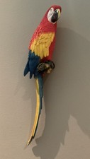 "Escultura de pared guacamayo escarlata loro rojo tropical decoración del hogar acento 29"""