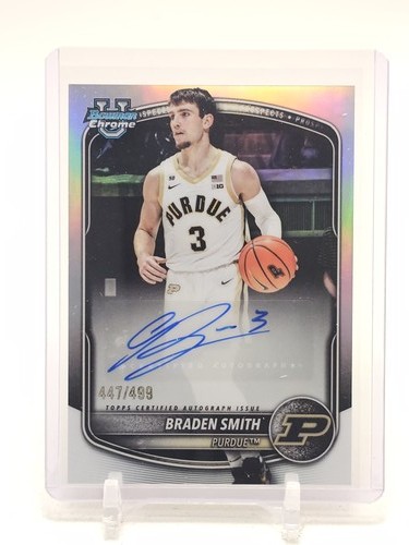 BRADEN SMITH 2025-26 BOWMAN CHROME U AUTO REFRACTOR /499 #CPA-BM PURDUE Q7440