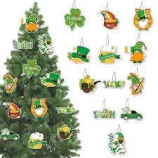 12Pieces St. Patrick's Day Gnome Ornaments Wooden Irish Gnome Hanging