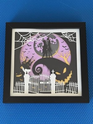 Disney The Nightmare Before Christmas Jack And Sally Shadow Box Wall Art Glass