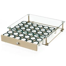 Coffee Pod Holder With Tempered Glass Top Drawer - Compatible With K Cup Pods...