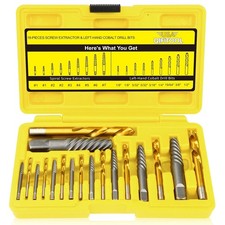 18 PCS Screw Extractor Set 37 CrMo 6542 HSS LeftHand Drill Bit Bolt Remover