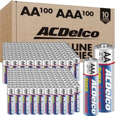 ACDelco AA and AAA 200-Count Combo Pack Super Alkaline Batteries, 100-Count... 