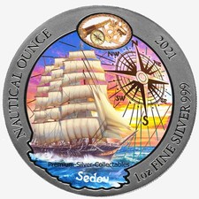 2021 Rwanda Nautical  Sedov  1 Ounce Pure Silver .999 Colorized Coin Series!