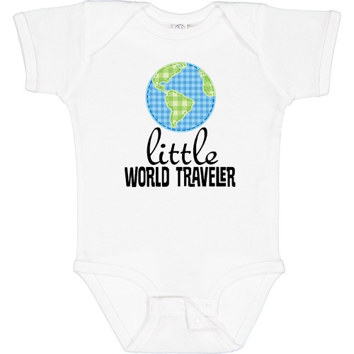 Inktastic Little World Traveler Baby Bodysuit Travel Traveling Trip Summer Hws