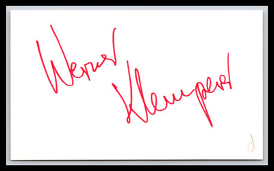 Werner Klemperer - Actor - 3x5 Card - Signed / Autograph (d)