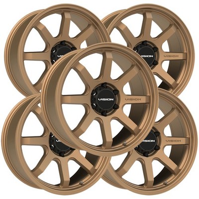 (Set of 5) Vision 351 Flow 17x9 6x5.5'' -12mm Bronze Wheels Rims 17'' Inch