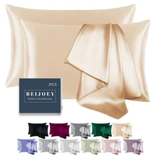 100% Mulberry Silk Pillowcase 2 Pack for Hair and Skin,with Zipper,Both Sides...