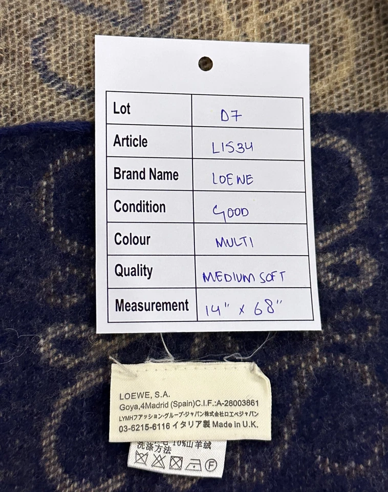 Bufanda Loewe 100 % lana genuina de segunda mano multicolor hecha en Reino Unido Foto 2 de 3