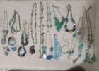 Estate Lot Of Costume Jewelry Blues Necklaces Bracelets