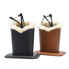 2 Pack Plush Lined Eyeglass Holder PU Holder Eyeglass Case for Home Office Desk