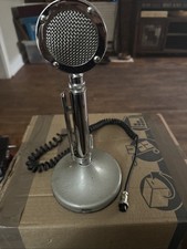 Vintage Astatic Silver D-104 Desk Microphone Nice Condition