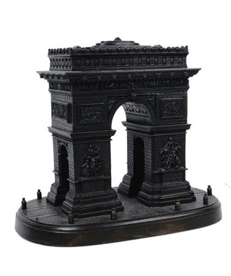 Antique French Bronze Arc de Triomphe Grand Tour Model w/ Trinket Box Paris