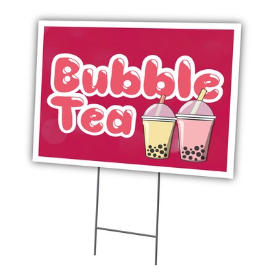 Bubble Tea Yard Sign & Stake Coroplast Boba Milk Truck Advertising Displays