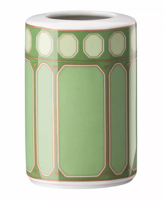 Rosenthal Swarovski Signum 3'' Porcelain Vase Green Gold Accent Made in Germany