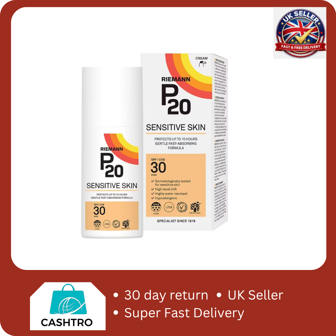 Riemann P20 SPF30 Sensitive Skin Sun Cream - 200ml - Image 3