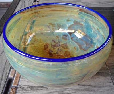 1996 Signed Josh Simpson Studio Art Glass Desert New Mexico Bowl