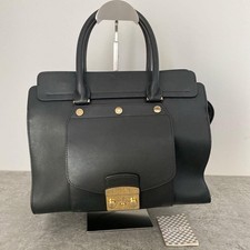 FURLA Metropolis Magia Leather Handbag Black New/Used From Japan