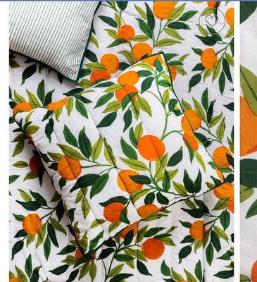 Anthropologie Printfresh Clementine Organic Euro Sham Orange French Country 2