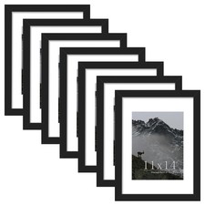 11x14 Picture Frame Set of 7, Display 8 x 10 with Mat or 11 x 14 without Mat,...