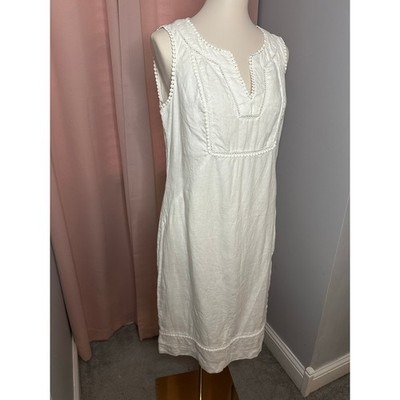 EUC Boden Linen Dress Abigail White Linen Crochet Details Sz 8L | eBay