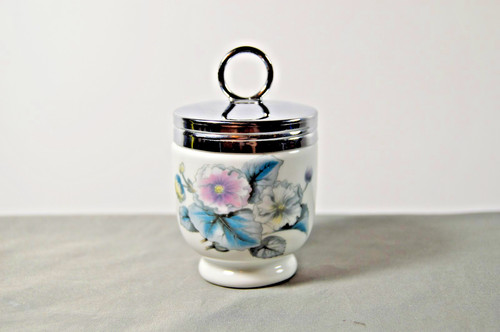 Vintage Royal Worcester Woodland Floral Porcelain Egg Coddler-England