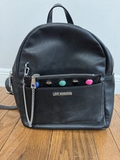 Love Moschino Black Leatherette Backpack With Attached Wallet
