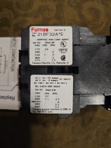 Furnas 21BF32A *E Hilfsschütz 600V Serie e 110/120V Spule 21BF32A*E - Bild 3 von 6