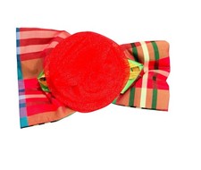 plaid hair bow with a barrette clip Christmas Colors