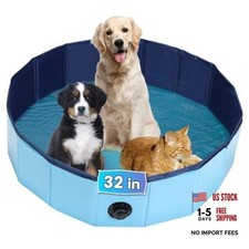 Dog Whelping Box, Foldable Birthing Pool 31.5  Dia.  7.9  H 80cm  20cm Blue