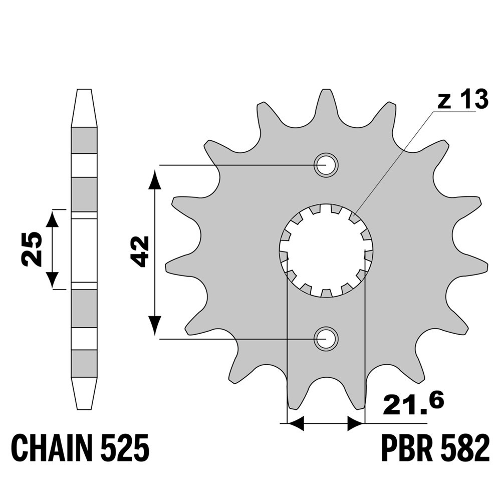 Pignon 16 dents PBR pas 525 pour restaurer la transmission Kawasaki ZXR-R 750
