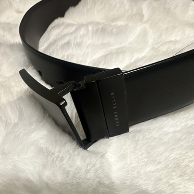 Perry Ellis Men's Adjustable Black Dress Belt with Buckle Size 30