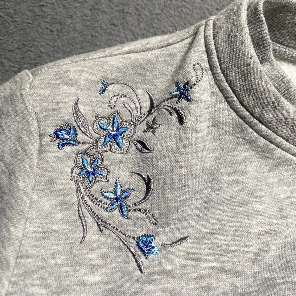 Cárdigan para mujer BLAIR gris medio bordado floral mezcla de algodón Foto 2 de 4