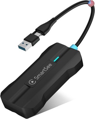 SmartSee Wireless Carplay Adapter Converts Wired to Wireless Carplay 2 in 1