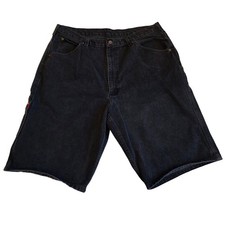 Vintage Y2K Polo Jeans Co Ralph Lauren Black Denim Carpenter Shorts Baggy 36