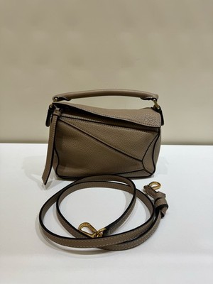 Loewe Puzzle Mini Brown Leather Geometric Crossbody Bag Gold