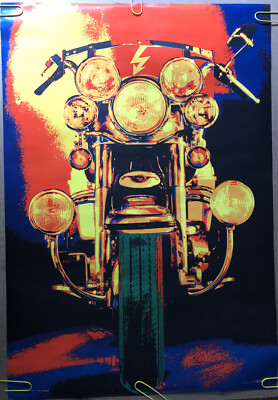 Original Vintage Poster Blacklight Harley Davidson motorcycle chopper Pin  Up